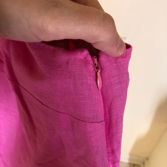 J. Crew Factory NWT Women's Linen Blend Square neck Tank Top Pink Wild Azalea L - Picture 5 of 7